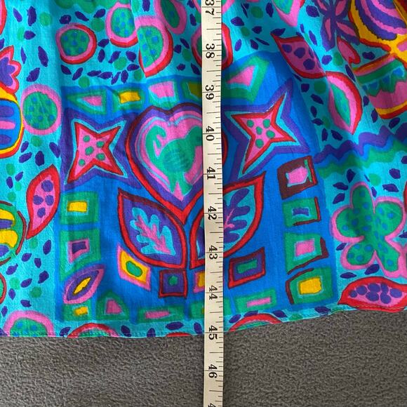 Vtg 80s 90s Two Potato Laguna Beach Artsy Midi Tiered Muumuu Dress XS Cotton NOS - Picture 11 of 15